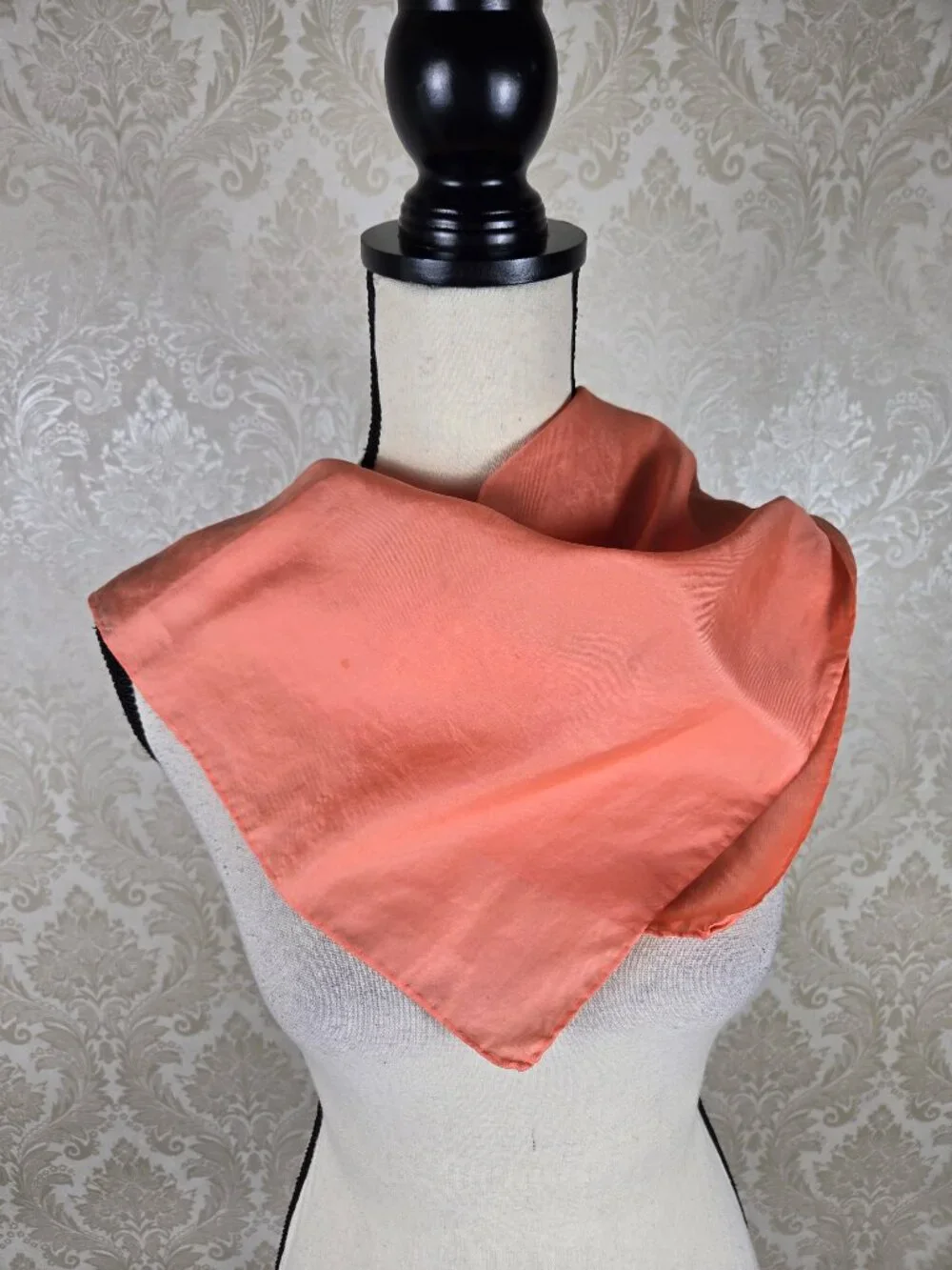 Unbranded Square Scarf Coral Color Silk Simple Classic Gifts Everyday Monochrome